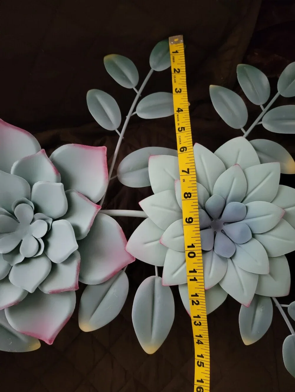 Metal Succulent Wall Art In Mint Green Blue